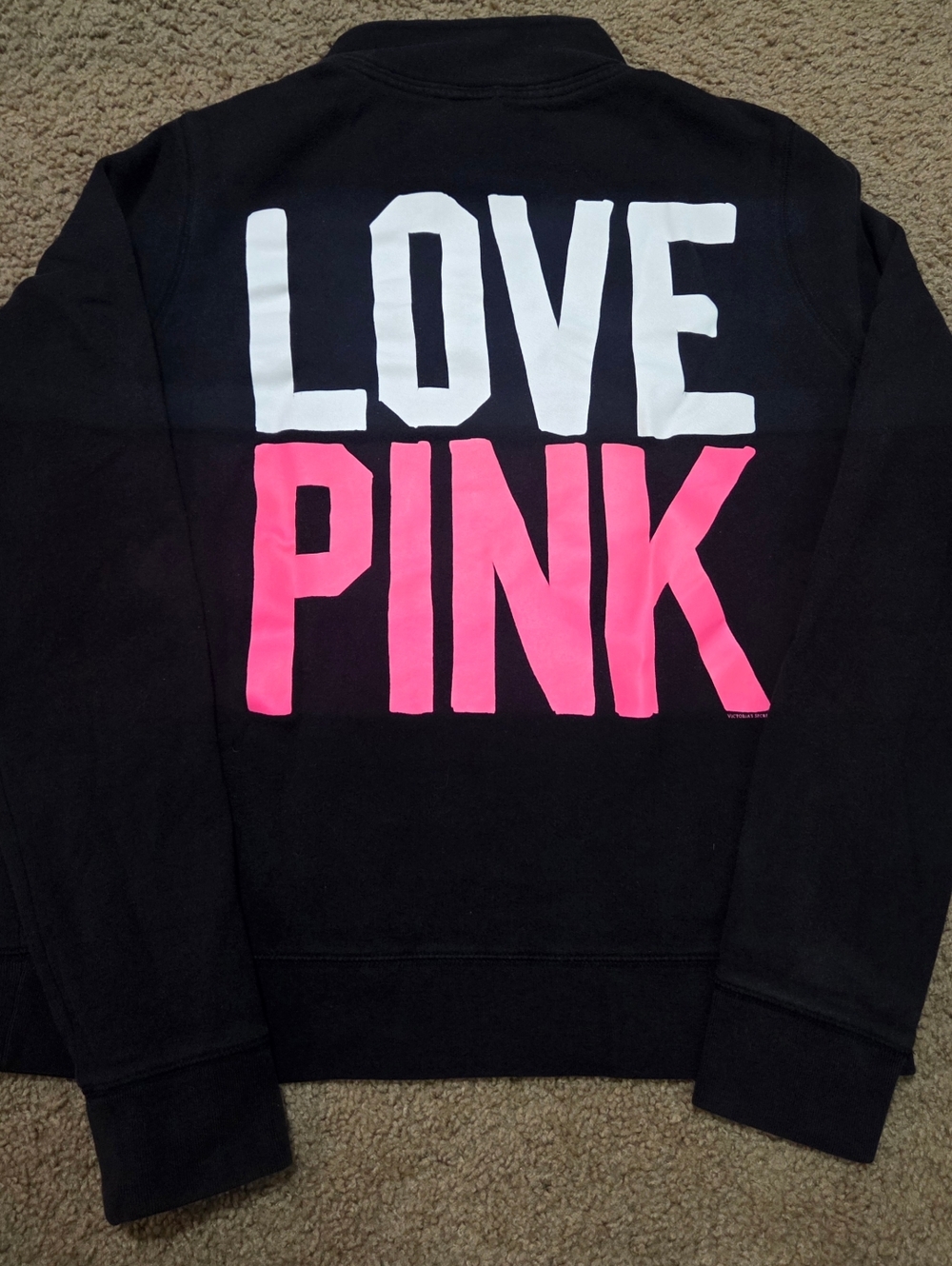 PINK Victoria's Secret Large Vintage Half Zip Spellout Sweatshirt